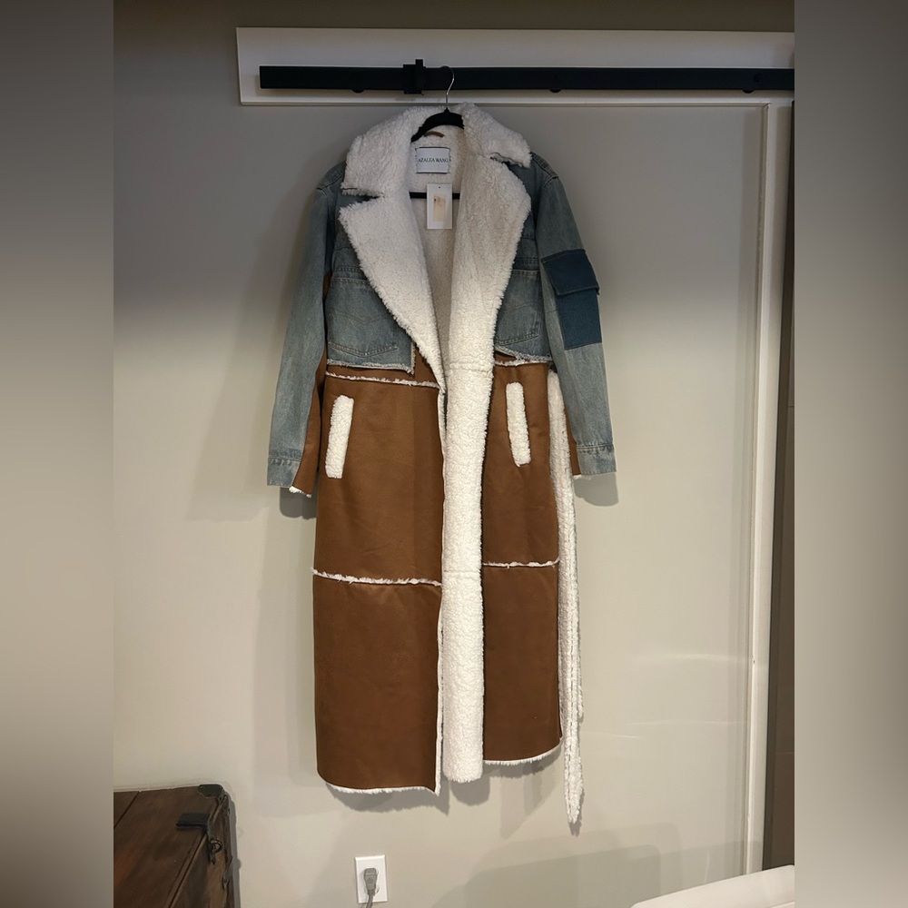 Fashion warm long coat Jean and fur